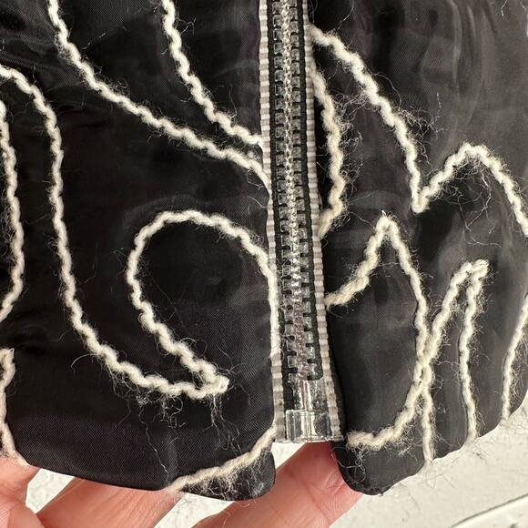 Vivian Shyu Black Embroidered Quilted Full Zip Jacket Blazer Glam Designer - Picture 6 of 9